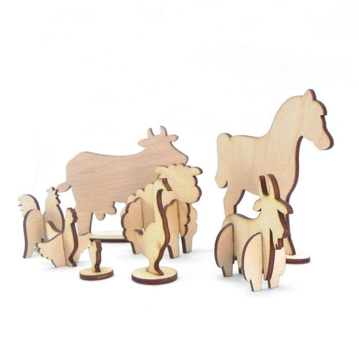 картинка Набор деревянных фигрок "Животные", под роспись от интернет-магазина детских и женских товаров Odewashka.by