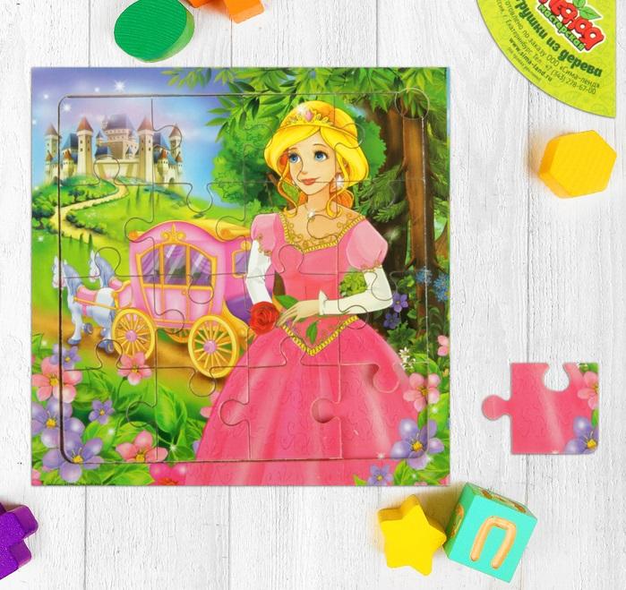 картинка Пазл малый деревянный "Принцесса", 16 элементов от интернет-магазина детских и женских товаров Odewashka.by